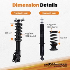 Coilovers for Honda Civic 2006-2011, for Acura CSX 2006-2011, Height Black