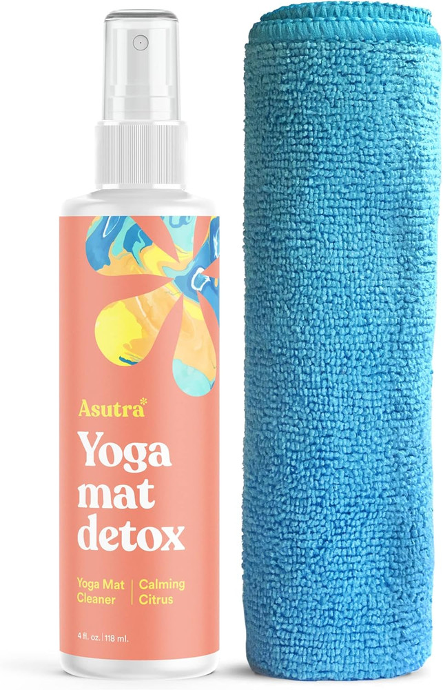 Yoga Mat Cleaner Spray (Calming Citrus), 4 Fl Oz – No Slippery Residue, Organic