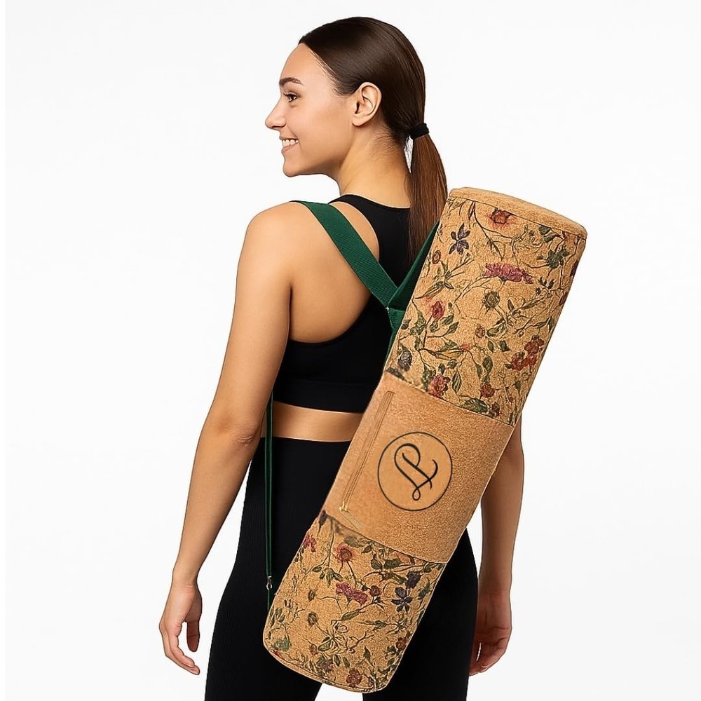 Cork Yoga Mat Bag – Fits Mats Up to 72” Long and ½” Thick (Approx. 4.25” Roll…