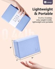 Yoga Block, High Density EVA Foam Blocks for Yoga, Pilates, 2-Pack-Light Blue