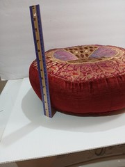Meditation Cushion Pillow Maroon Purple Gold Velvety Medium 15″ x 8″