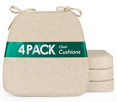Dining Chair Cushions Set of 4, 2.5 inch Thick 4 Count(Pack of 1) Beige