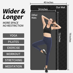 Hatha Yoga Extra Long TPE Yoga Mat 79″ X 40″ X 1/2″ Thick Non-Slip Exercise Mat