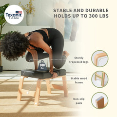 Yoga Headstand Bench- Stand Yoga Chair for Family, Gym – Wood and PU Pads – Reli