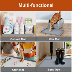 Extra Thick Silicone Mat Waterproof with Raised Edge 19” X 12”, BPA Free Non-Sli