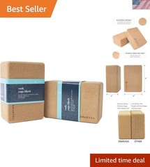 Cork Yoga Block 2 Pack – Non-Slip Support for Pilates & Meditation, 4” or 3”