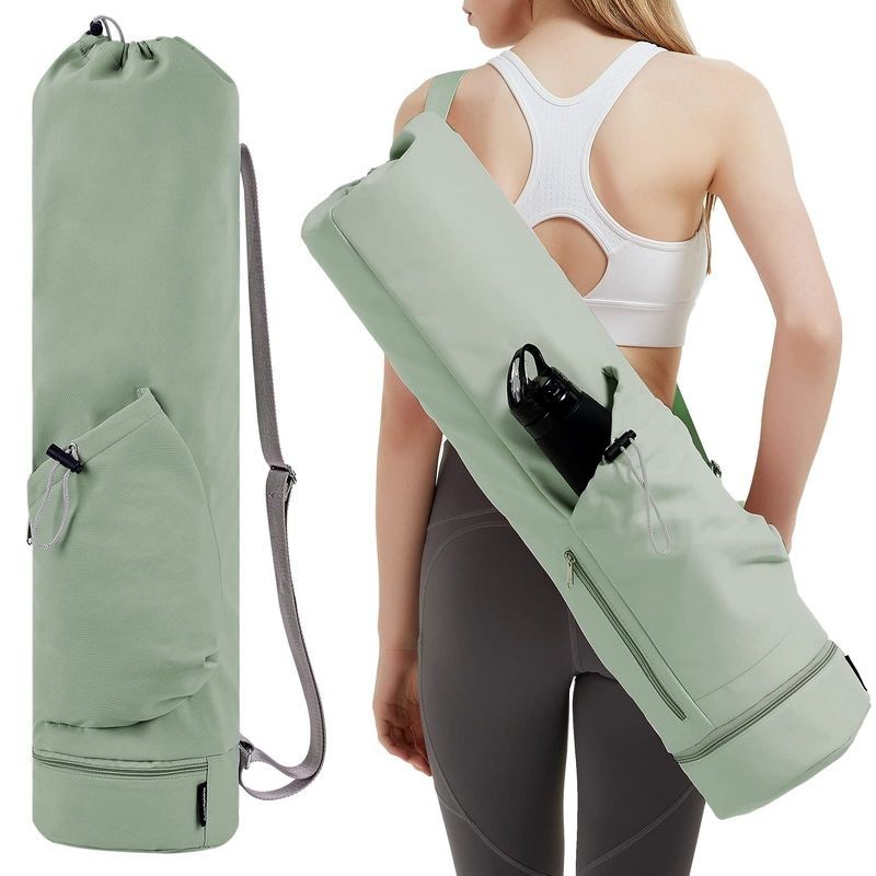 Sportsnew Yoga Mat Bag Large Capacity Drawstring Zip Adjustable Shoulder Strap