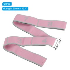 35.4 Inch 2 Pcs Exercise Bands Yoga Stretching Strap Latin Elastic Gray/Pink