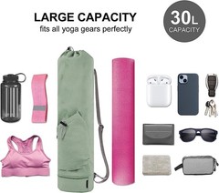 Sportsnew Yoga Mat Bag Large Capacity Drawstring Zip Adjustable Shoulder Strap