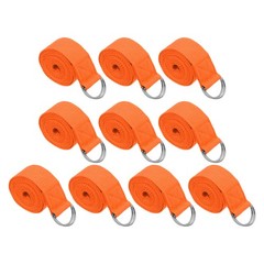 10Pcs 6 Feet Cotton Yoga Strap Belt Stretch Bands with D-Ring Buckle, Orange