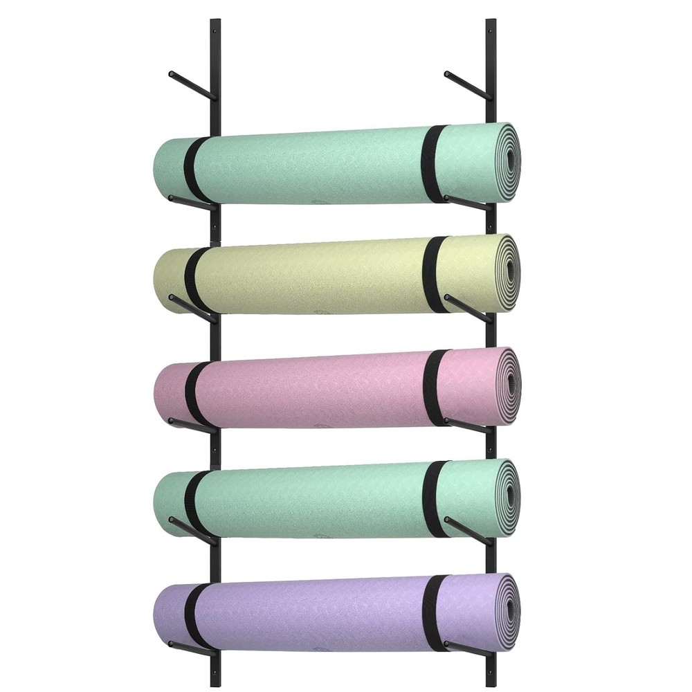 Yoga Mat Storage Rack, Wall Mount Yoga Mat Holder, 6 Tier Yoga Mat Stand,
