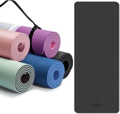 CAMBIVO Extra Thick Yoga Mat Professional TPE Yoga Mats, Workout Mat with Strap