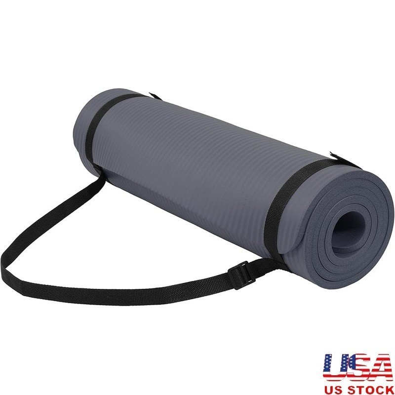 Non-Slip High Density Foam Yoga Mat 1/2 Inch Thick Easy Clean W/ Strap New