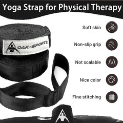 Yoga Stretching Strap with Loops Non-Elastic Exercise Strap Pilates Gym