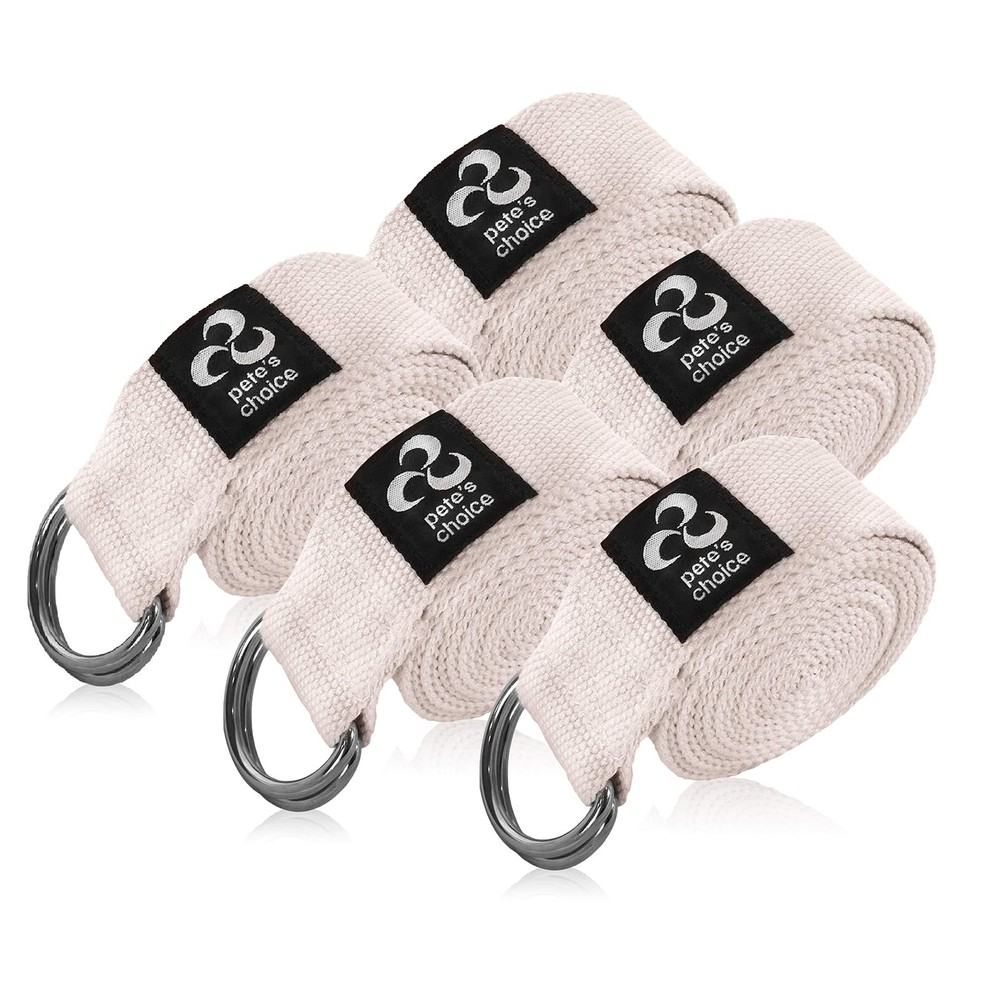 5 Pack Yoga Exercise Adjustable Straps 8Ft | BONUS eBook | with Durable D-Rin…