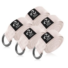 5 Pack Yoga Exercise Adjustable Straps 8Ft | BONUS eBook | with Durable D-Rin…