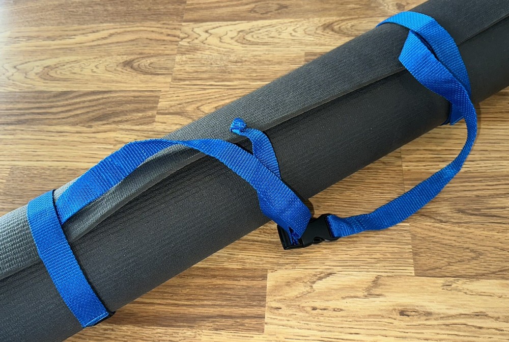 Yoga Mat Harness BLUE Sling Carrier Strap Buckle Waist Shoulder Luggage Bike USA