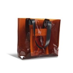 Jelly Tote Clear Amber Large with Wide Strap Jelly Purse Waterproof Pvc Brown