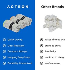 Acteon Microfiber Quick Dry Gym Towel, Silver ION Pack of 3, Heather Grey