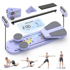 6-in-1 Pilates Reformer Board Foldable Home Workout Core Training w/ Resistance