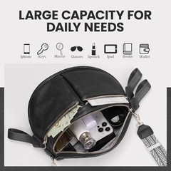 Black Leather Crossbody Fanny Pack – Large Leather Bum Bag for Women