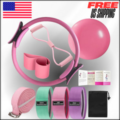 Pilates Ring Kit Workouts Sets Magic Ring Booty Bands Glutes Yoga Ball, 8 Pcs