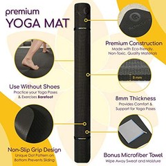 Large Yoga Mat 6’x4’x8mm Extra Thick, Durable, Eco-Friendly, Non-Slip &