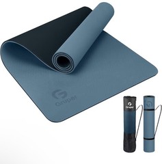 Gruper TPE Non-Slip Yoga Mat 72×24 Blue/Black Rectangle w/ Carrying Bag