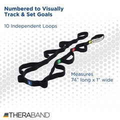 THERABAND Stretch Strap with Loops to Increase Flexibility, Portable, Black