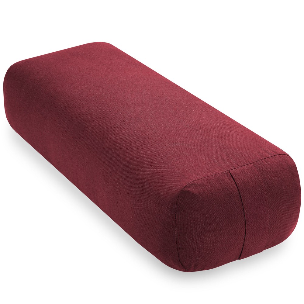 Rectangular Organic Cotton Yoga Bolster Cushion Pillow Prop, 25″ x 12″ Burgundy