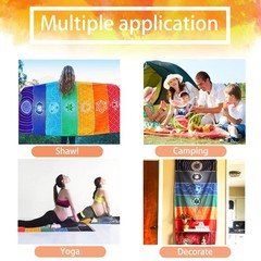 Mexican Yoga Mat Beach Picnic Blanket Chakra 59″ x 30″, 1Pcs Rainbow