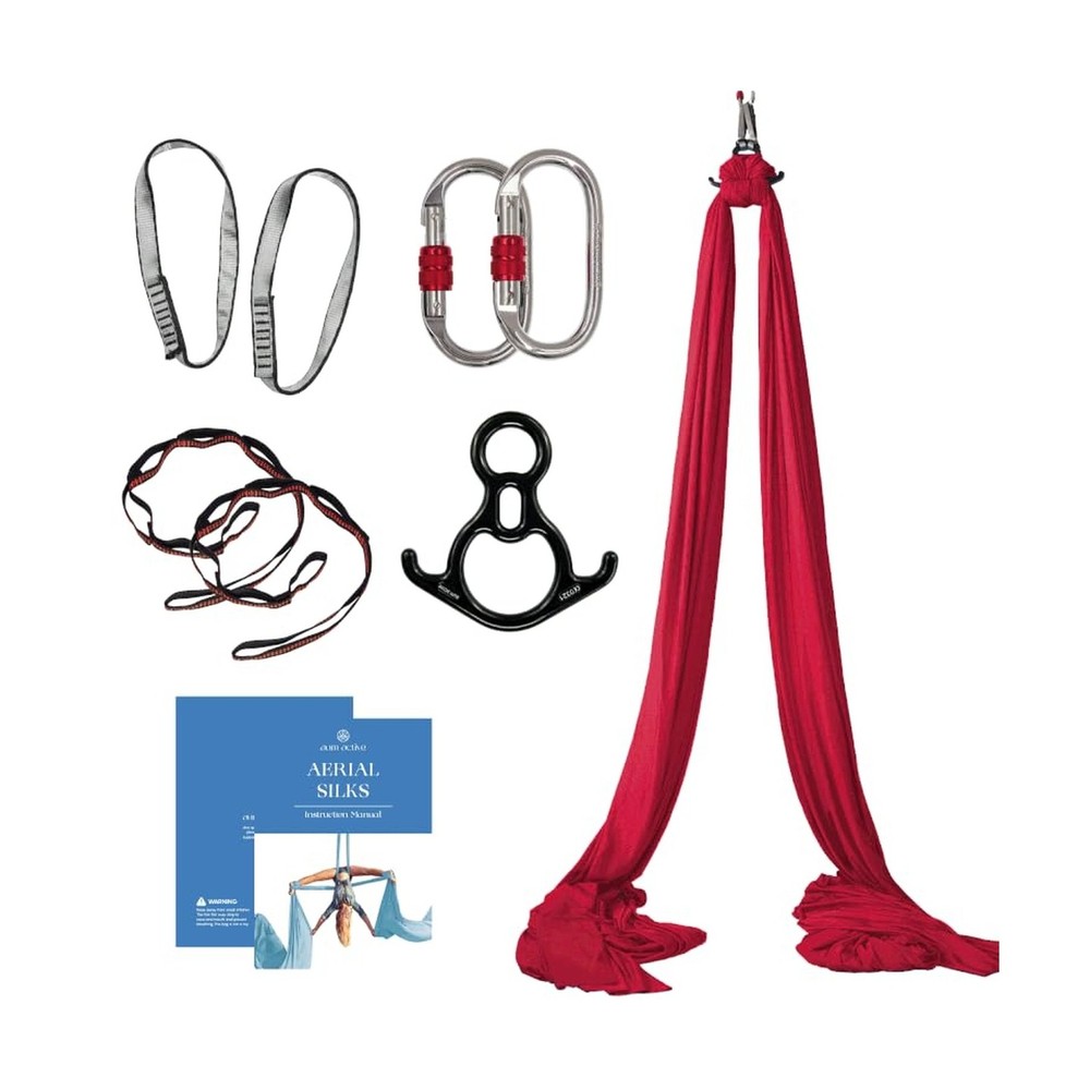 Aerial Silks Starter Kit – Durable 9 Yards of Aerial Yoga Hammock with Hardwa…