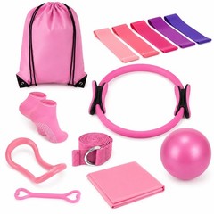 Pilates Kit for Women, 13 Piece Home Workout Starter Set with 14 Inch Ring, M…