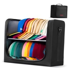 Large Hat Bag for Baseball Caps, Portable Hat Organizer Bag with Handle BLACK