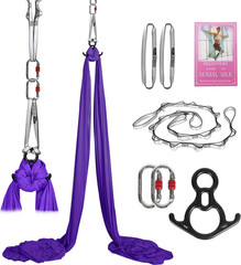 Aerial Silks Kit & Aerial Yoga Hammock – 11Yd Premium Fabric with Hardware – Eas