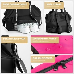 Sport Gym Bag for Women, Carry on Tote Personal Item Bag with Shoes Compartme…