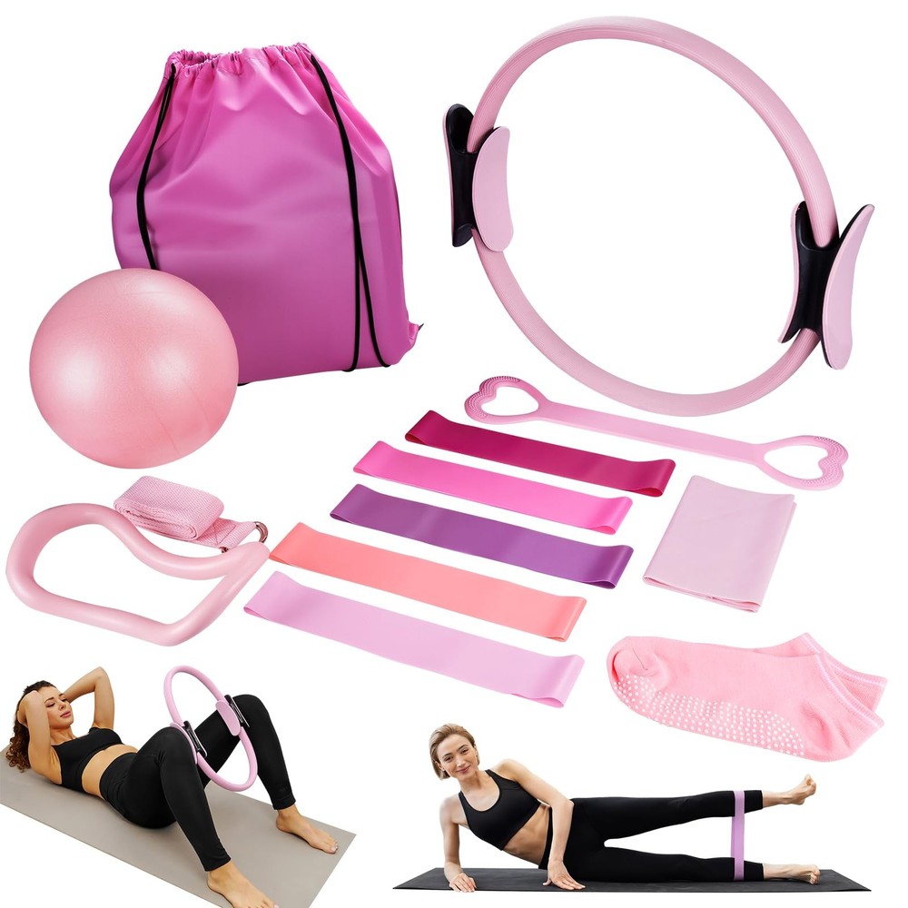 13 Piece Pilates Ring Set, Includes Pilates Ring, Yoga Ball, Fitness Band, Tension…