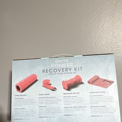 Lomi Fitness Recovery Kit 4pc Red Foam Set Yoga Roller Strap Massage Towel