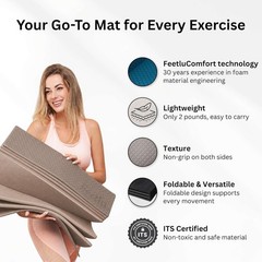 Foldable Yoga Mat 6-12mm Support, Non-Slip, Lightweight, 72×24 Inch
