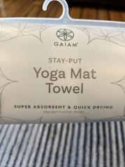 Gaiam Stay-Put Microfiber Yoga Mat Towel Super Absorbent Blue 26” X 70” New