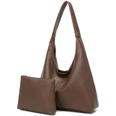 Casual Hobo Bag for Women Soft Shoulder Bags Slouchy Pu Leather Tote Coffee