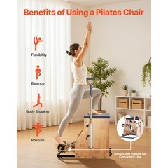 Pilates Chair Split-Pedal Stability Combo Chairs Full-Body Workout with Handles