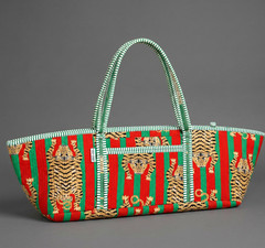 Red Quilted Tiger Print Yoga Mat Bag: Indian Handmade 100% Cotton Tote Bag US