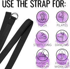 Yoga Strap & Mat Strap – 2 in 1 – Cotton – 6 Ft 8 Ft 10 Ft (30+ Colors) – Adjust