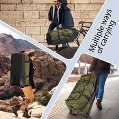 110L Expandable to 140L 32” Foldable Oxford Soft-Sided Rolling Army Green