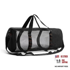Large Capacity Mesh Duffel Bag, Breathable Ventilated Tote for 45Liters Black