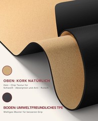 Yoga Mat Cork XXL – Extra Large Yoga Mat Non Slip 183x116cm / 183x92cm -…
