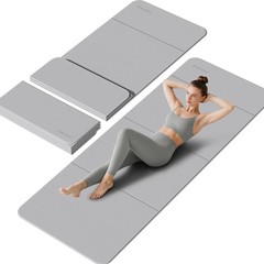 PAIDU Foldable Yoga Mat – 10mm Extra Thick, 75″26″ 75″ x 26″ x 0.4″, Grey