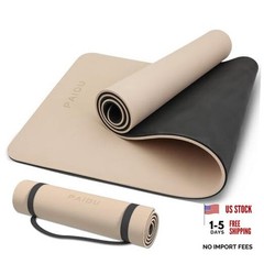 Yoga Mat Non Slip Anti-tear,extra thick-2/5 72″x24″x10mm Beige+Black.