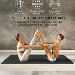 Gruper Yoga Mat Non Slip TPE Extra Wide Yoga Mat with Alignment Mark, 72″L X 32″